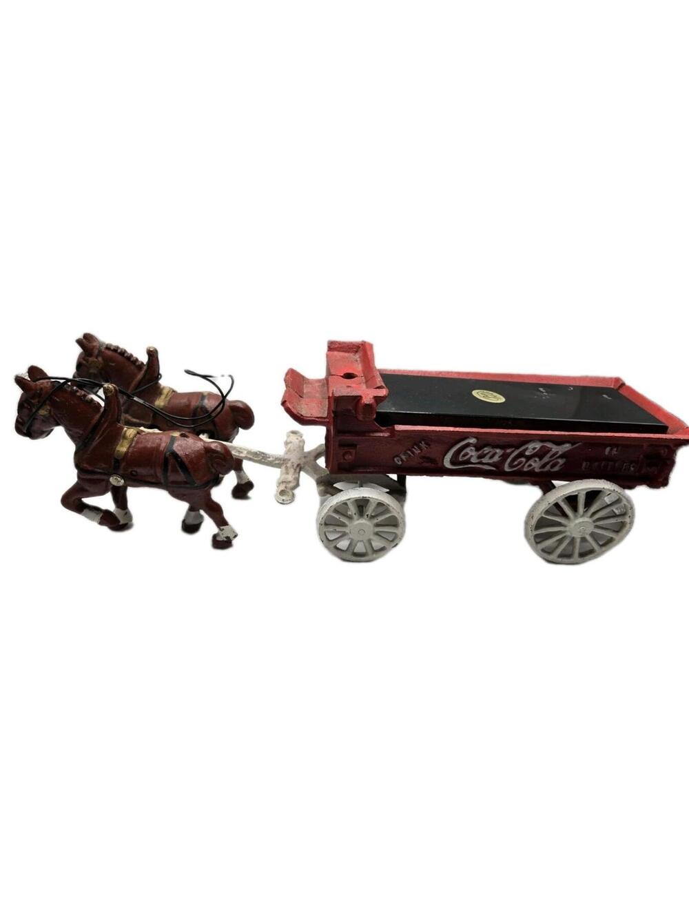 Vintage Cast Iron Coca-Cola Horse Drawn Wagon Missing Driver/Crates For Parts